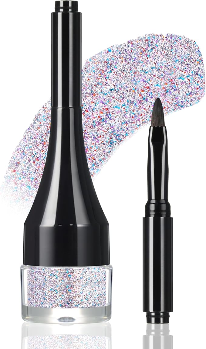 HOSAILY Holographic Red White and Blue Face Glitter Gel, 4th of July Accessories for Women Kids, Long Lasting Waterproof S...