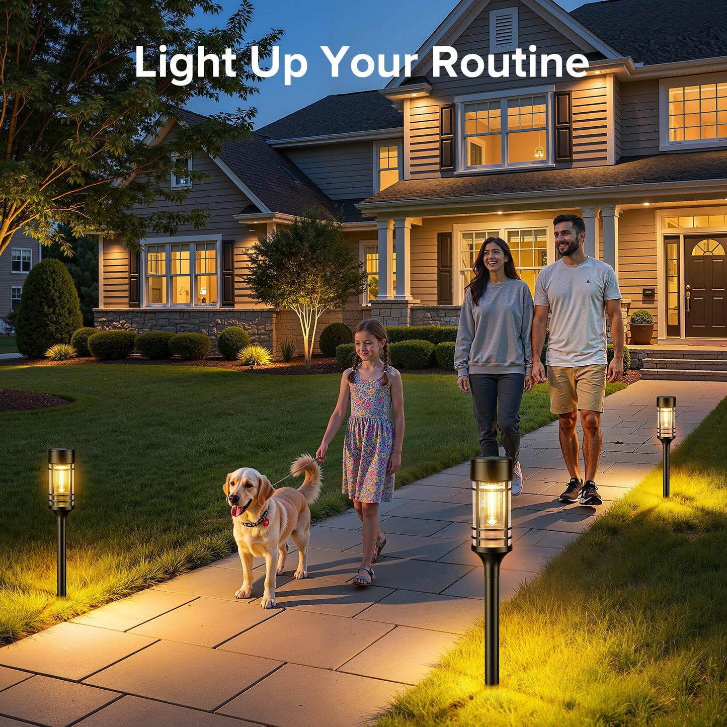 LETMY Solar Pathway Lights Outdoor, 2 Pack Solar Lights Outdoor Waterproof IP65, Bright Solar Garden Lights Outdoor, Auto On/Off Outdoor Solar Lights for Yard Walkway Driveway Landscape Garden Decor