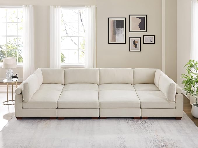 VANOMi Large Modular Sectional Sofa, Oversized Couch with Ottoman, Cloud Couch Deep Seat Sofa with Thick Cushion, Convertible Sectional Couches for Living Room Office Apartment
