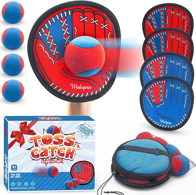 Toss and Catch Ball Game, Kids Toddler Baseball Glove & Catch Ball Toys, Kids Outdoor Games for Family, Toys for Beach Yar...