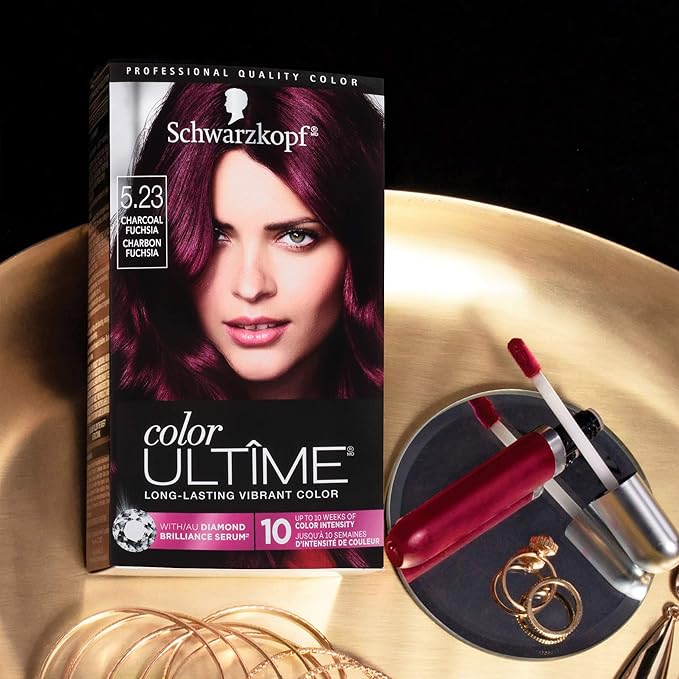 Schwarzkopf Color Ultime Hair Color, 5.23 Charcoal Fuchsia, 1 Application - Permanent Hair Dye for Vivid Color Intensity and Fade-Resistant Shine up to 10 Weeks (Pack of 2)