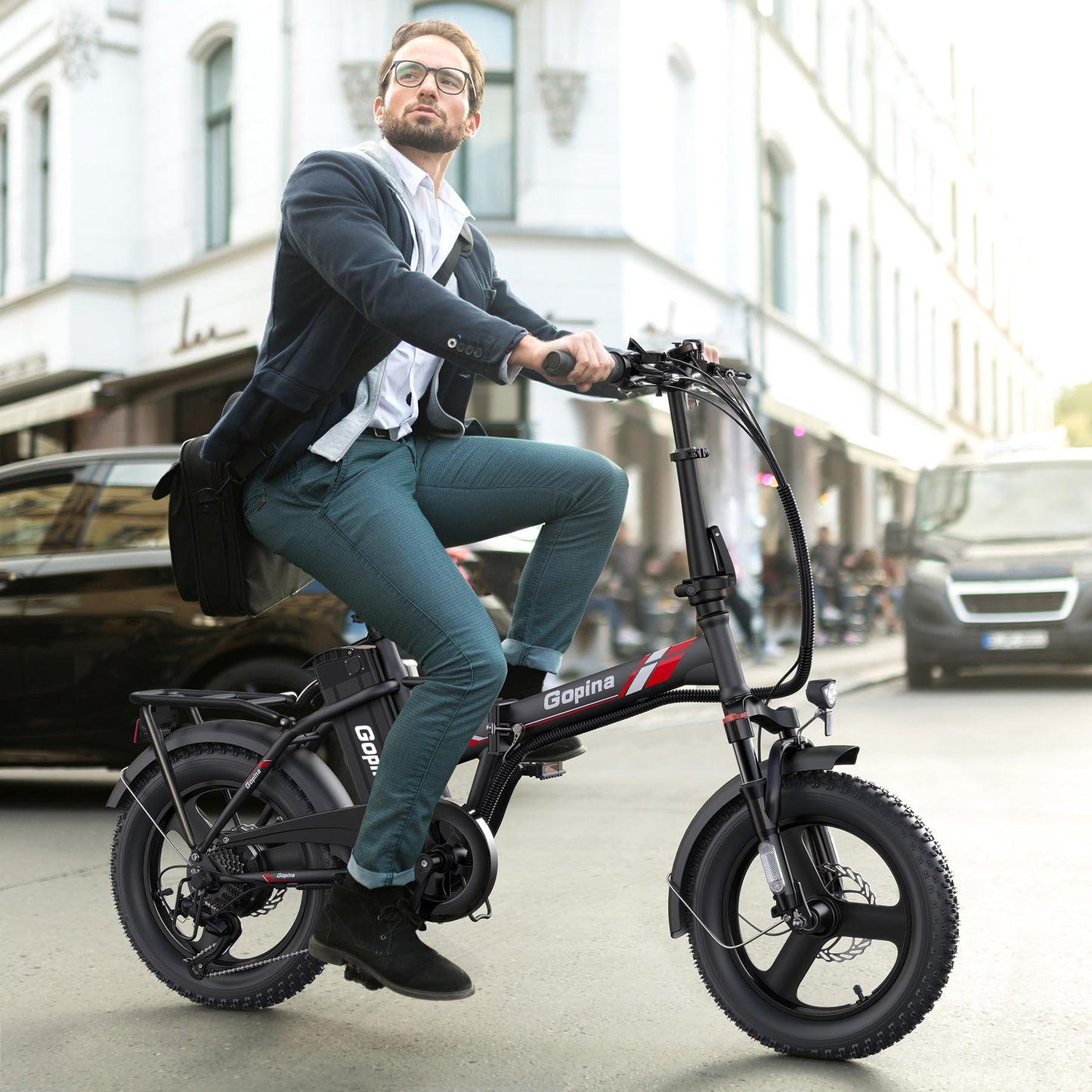 Vivi Gopina Electric Bike, 16" x 3.0 Fat Tire Electric Bike, Peak 500W Step Thru Electric Bicycle, 48V Removable Battery, Up to 40 Miles, LCD Display, 19.8mph, 7 Speed, SGS Certified to UL2849