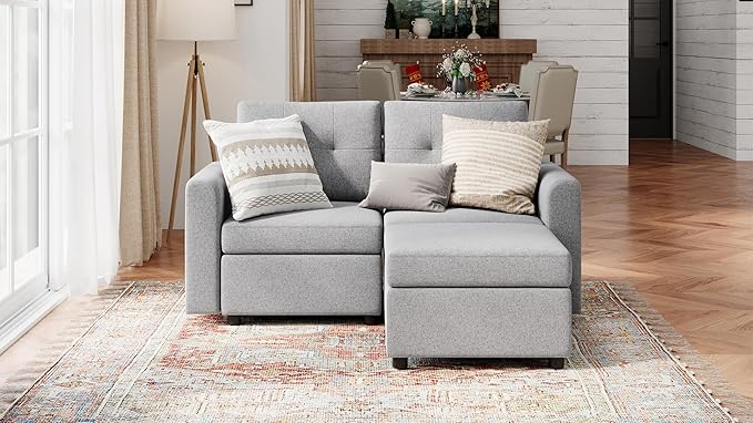 LINSY HOME Modular Sectional Sofa Oversized, Removable Cover Living Room Couches with Storage Deep Seat & Ottoman Chaise L/U Shaped Sofa Modern Couch (Grey, 2 Seats & 1 Ottoman)