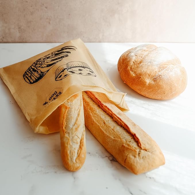 Reusable Beeswax Bags – Set of 3 Bread & Herb Storage Wraps – Waxed Cotton, Plastic-Free, Handmade in Chile by Tapper Bee