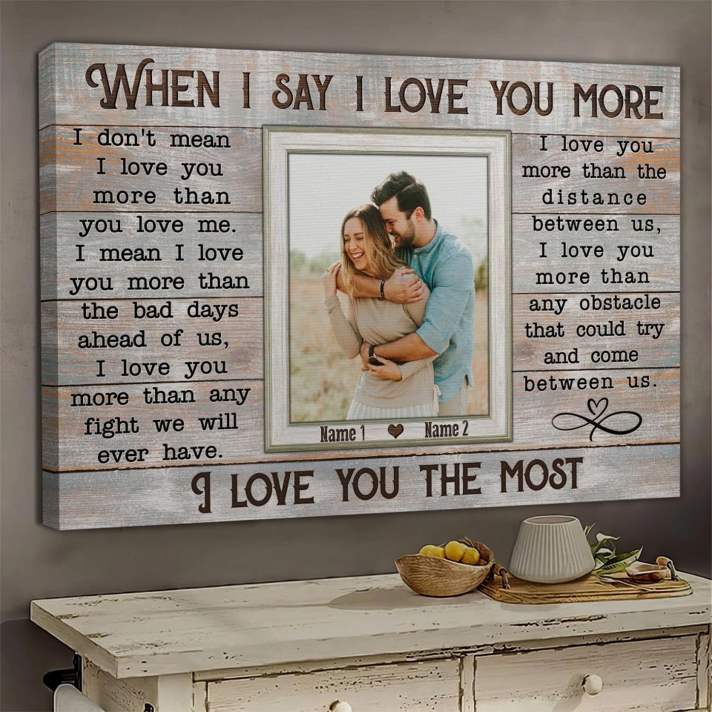 DemCanvas Personalized “When I Say I Love You More” Photo Canvas – Custom Names & Date – Wedding Gifts for Couples 2025, Anniversary Couple Gift for Wife, Bride & Groom Engagement Picture Frame, Romantic Wall Art