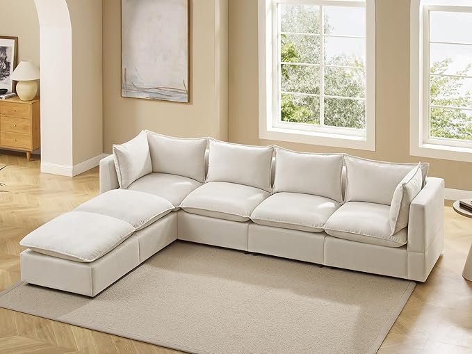 VANOMi Modular Sectional Sofa, Fully Modular Convertible Sleeper Sectional Couch with Reversible Chaise, 6 Seater for Living Room