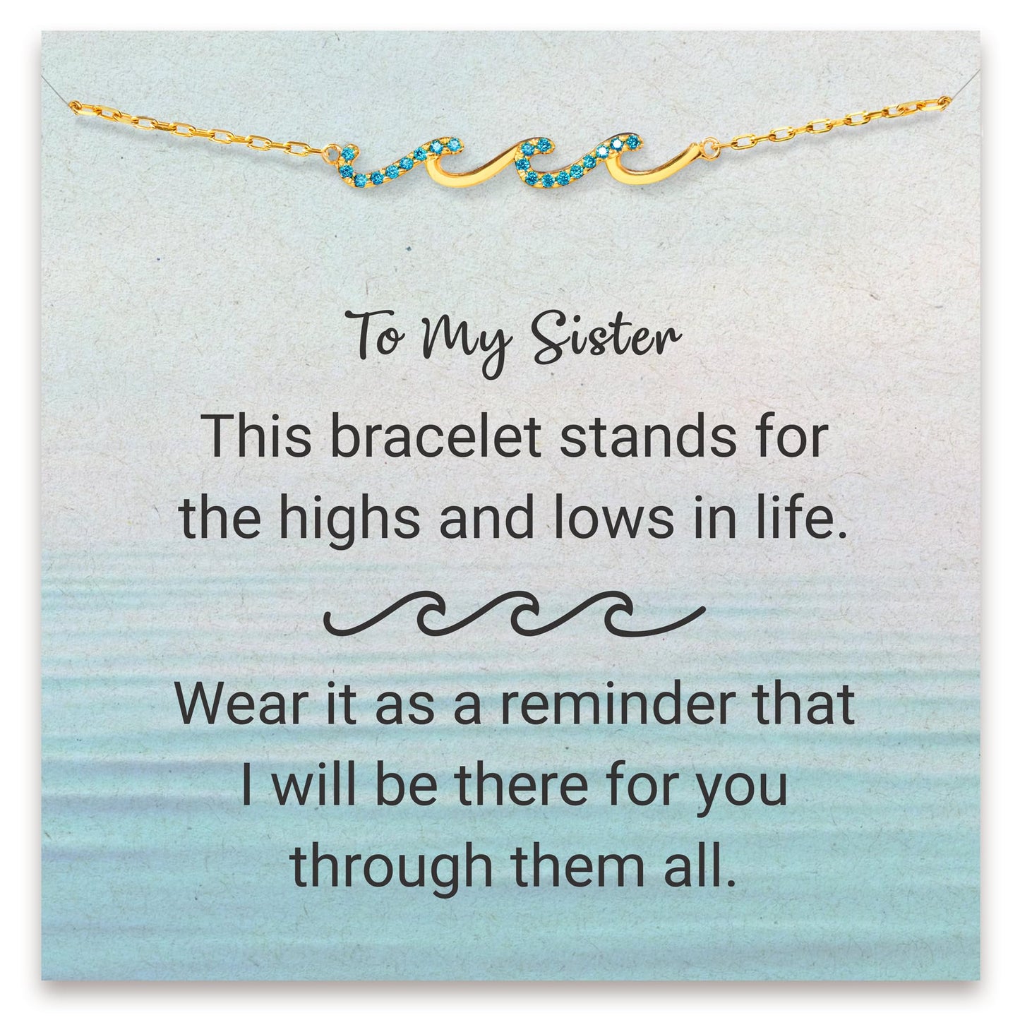 STORYJEWELLERY Sister Birthday Gifts, Sister Bracelet, Sisters Gifts, Big Sis Little Sis Bracelets, Jewelry for Sisters, Wave Bracelet