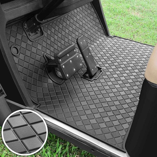 Cartalia Golf Cart Floor Liner Mat 8mm Thick Rubber Full Coverage Fit for EZGO TXT (1994-2025), Express S4 (2012-2020), Cushman Workhorse, EX1 (2020), Valor, Navitas, Some Star Carts Mats - Black Trim