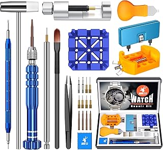 JOREST Watch Repair Kit for Battery Replacement & Link Removal, Resizing &Opener, Watch Repair and Cleaning Screwdriver Se...