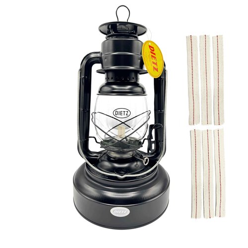 Light of Mine - Dietz #2500 Jupiter Plain Black Oil Lantern with 7/8" Replacement Wick Strips (#2500, Black)