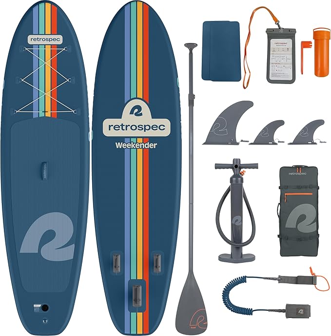 Retrospec Weekender Inflatable Stand Up Paddle Board Includes Paddle, Pump, Travel Bag and Accessories 10’6” Lightweight I...