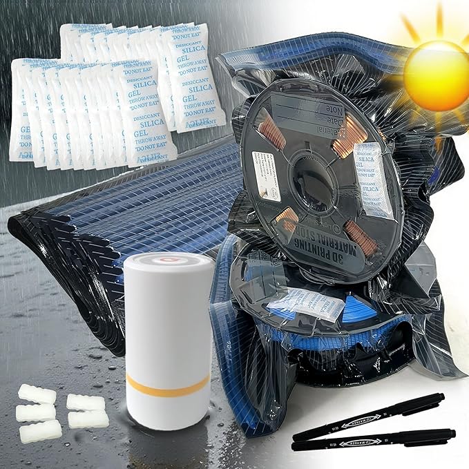 30 Sets of Upgraded Filament Storage Light-Proof Vacuum Bags for 3D Printer, Keep Dry, Avoid Light, Includes 30 Vacuum Storage Bags, 1 Pump, 30 Desiccants, 5 Clips, 2 pens, 13.4x12.6 inch