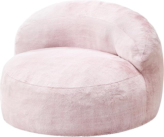 Hobestluk Bean Bag Chair Giant Bean Bag Chairs for Adults Big Bean Bag Chair with Memory Foam Filler Adults Large Beanbag with Faux Fur Cover for Bedroom (Plush Pink,Oversize)