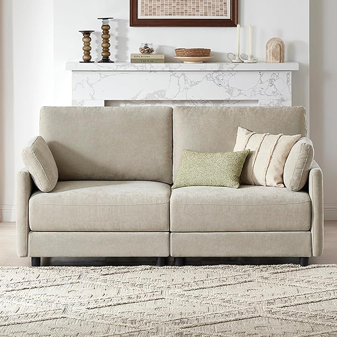 CHITA Modular Sectional Loveseat Sofa, Modern Cloud Couch for Living Room and Apartment, 2 Seat Extra Comfty Sofa, Removable Cover, Easy Assembly for Small Spaces, 73.6 Inch Width, Classic Taupe