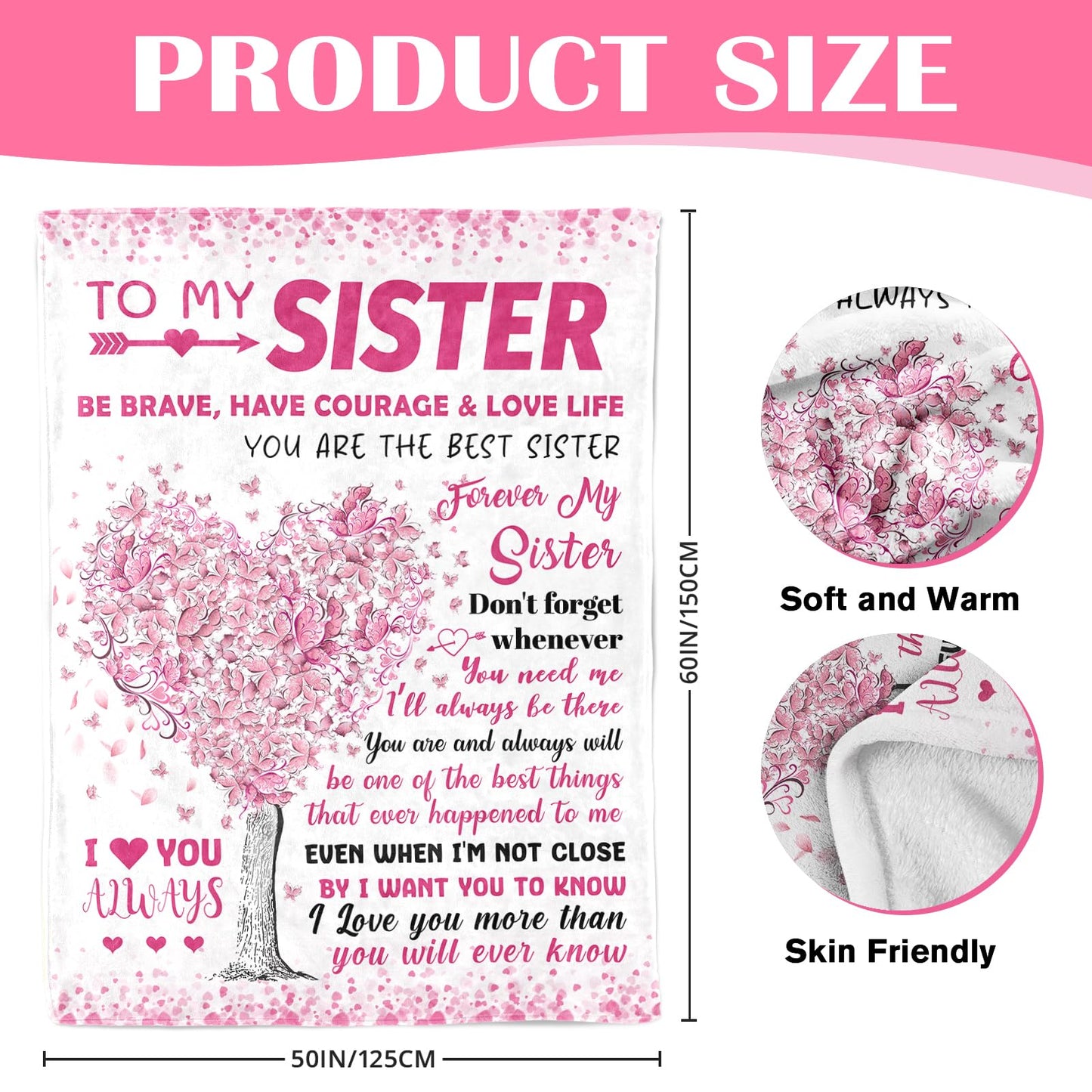 YPURTSD Birthday Gifts for Sister - Sisters Gifts from Sis - Big Sis Presents for Girl - Christmas Valentines Mothers Day Birthday Blanket Presents for Sissy Adult - Sissy Throw Blanket 50"x60"