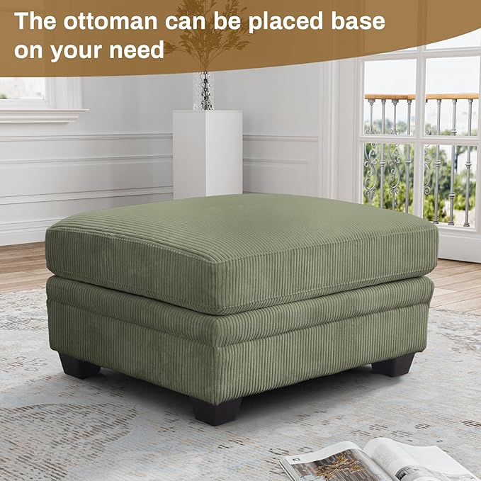 Legend Vansen Oversized Modular Sectional Sofa,6 Seat U Shaped Couch with Ottoman,Corduroy Sofa with Deep Seat,Convertible Large Sectional Couches for Living Room (Olive, L2+3)