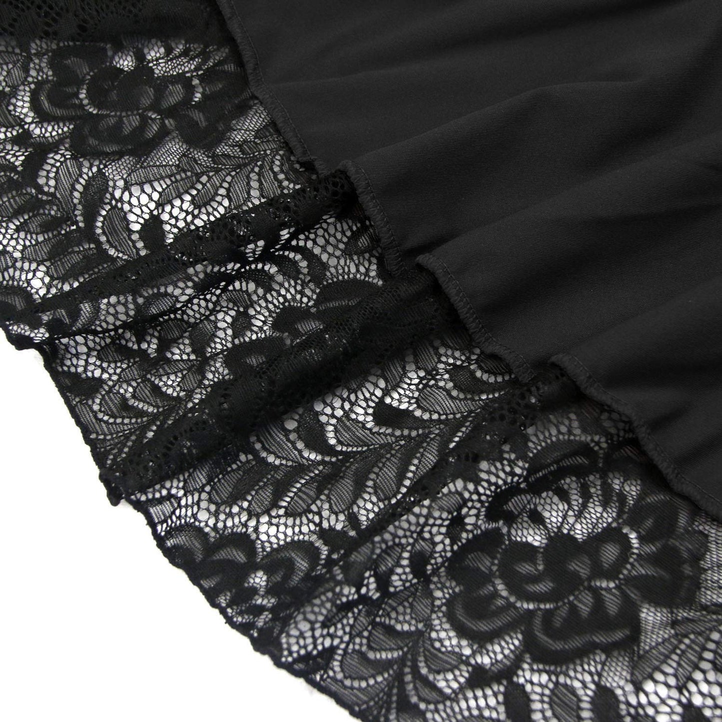 Charmian Women's Steampunk Victorian Gothic High Waist Lace Trim Ruffled High Low Bustle Skirt Black Small