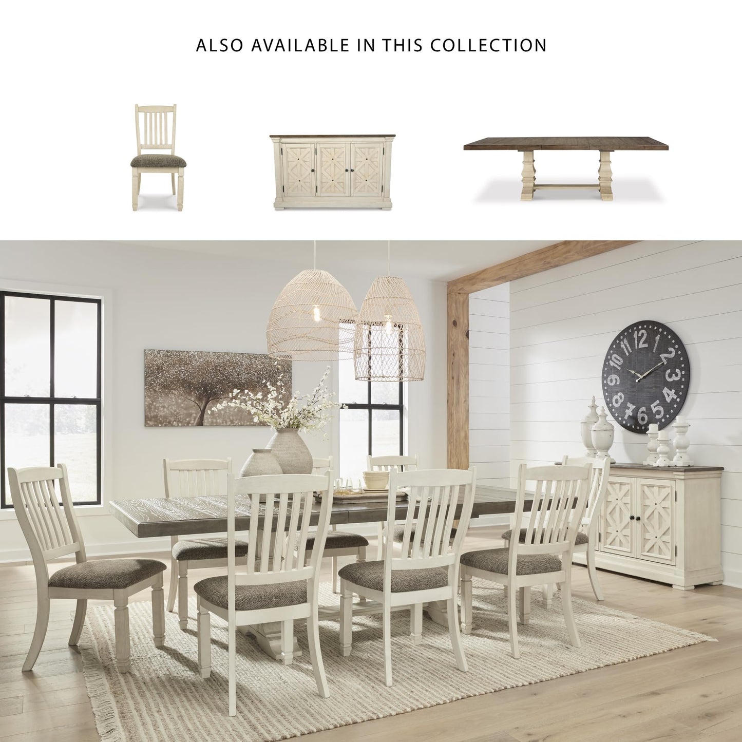 Signature Design by Ashley Bolanburg 20" Upholstered Dining Room Chair, Set of 2, Antique White