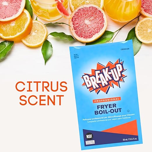 Diversey CBD991209 Break-Up Professional Fryer Boil-Out, Food Grade Degreaser & Cleans Deep Fryers, Kettles, Grates & More, Citrus Scent, Concentrate Liquid, 2-Ounce Packet