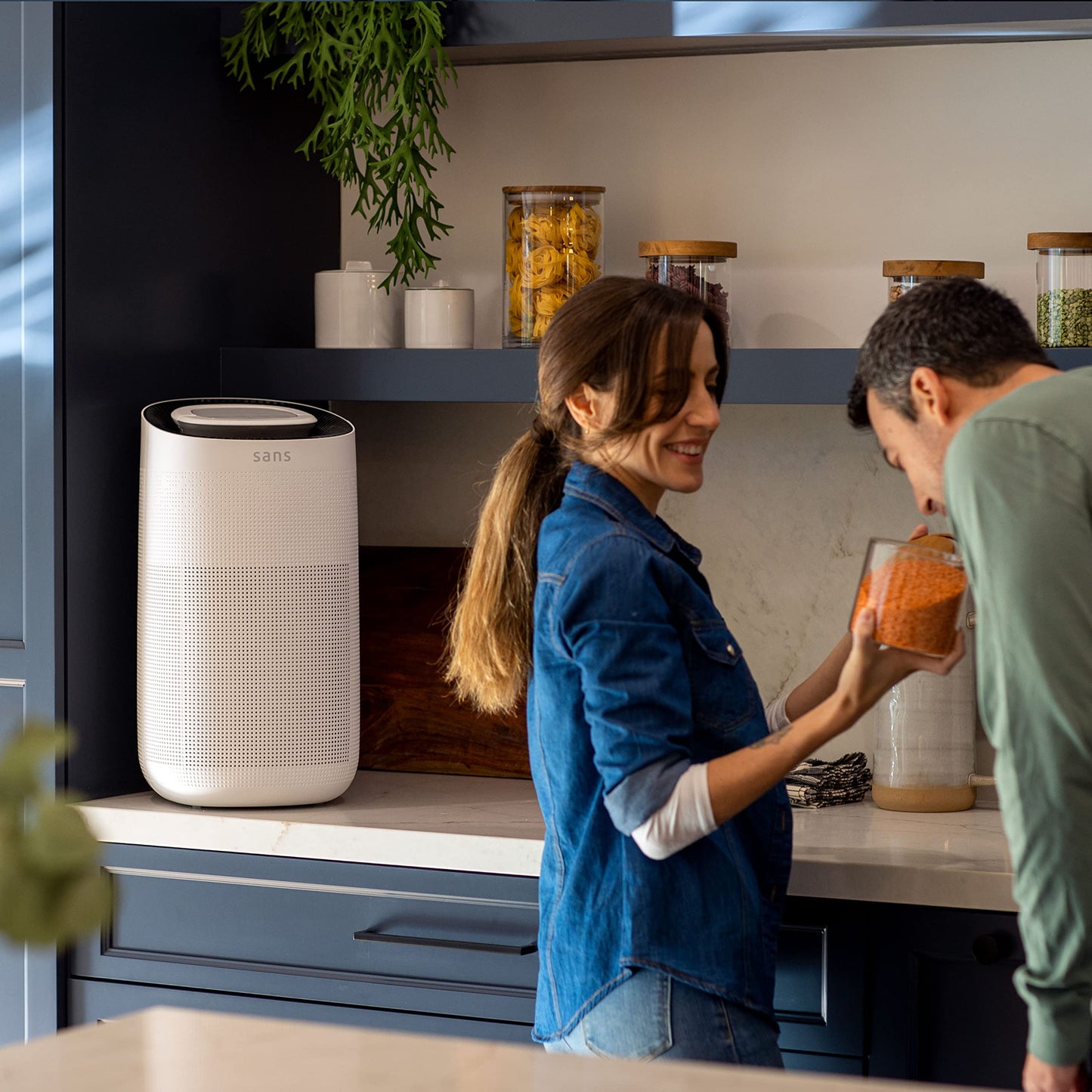 Sans HEPA 13 Air Purifier for Home Extra Large Rooms (1560 sq ft) | UV-C Sterilization & Carbon Odor Defense | Quiet 35dB Auto-Mode, Protect from Smoke, Pollutants, Dust & Allergens (White)