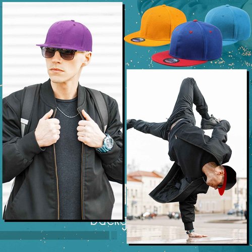 30 Pieces Snapback Hats for Men, Flat Bill Hat Caps Bulk Plain Blank Hip Hop Hats Blank Hat Caps Solid Color Flat Brim Adjustable Baseball Caps (Stylish Style)