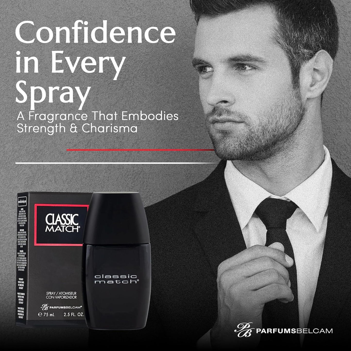 PB ParfumsBelcam CM Noir Eau De Toilette Spray for Men - Fresh Fougere Cologne, Bergamot, Basil, Patchouli, Long-Lasting Scent,