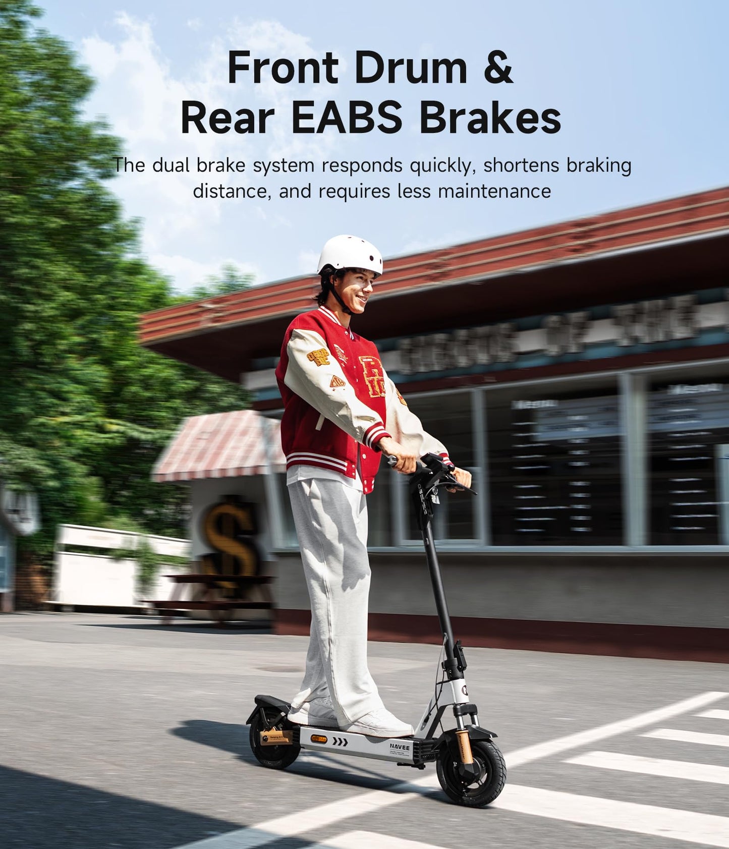 NAVEE G5 Electric Scooter, 800W Brushless Motor, 10 inch Tires, 28 Miles Range, 20 mph, Foldable E-Scooter with Dual Braking Suspension, Heavy Duty Commute Adult Escooter, Smart APP, Cruise Control