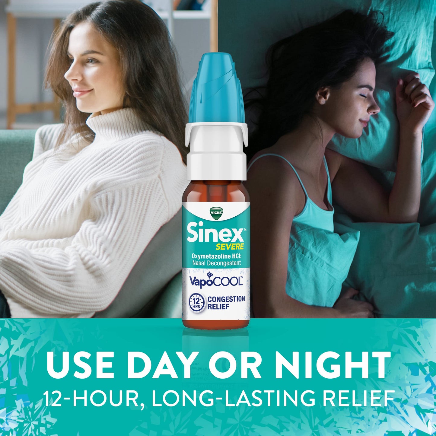 Vicks Sinex Severe Nasal Spray with VapoCOOL, Soothing Vapors, Decongestant Medicine, Relief from Stuffy Nose Due to Cold or Allergy, & Nasal Congestion, Sinus Pressure Relief, 265 Sprays