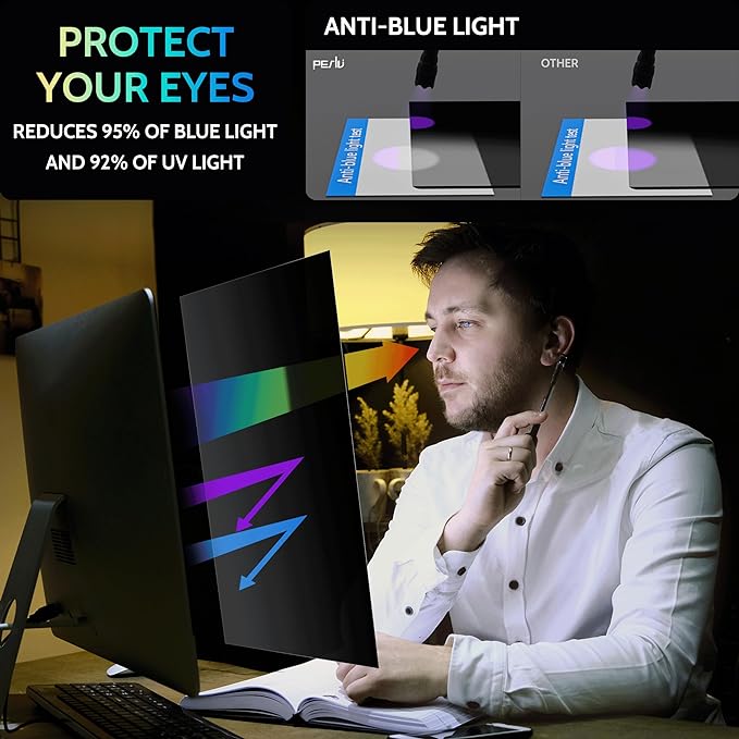[2 Pack] 18.5 Inch Privacy Screen for Computer Monitor 16:9 Aspect Ratio, Eye Protection Anti Blue Light Glare Shield, 18.5inch Removable Black Blackout Anti Spy Desktop Security Private Filter