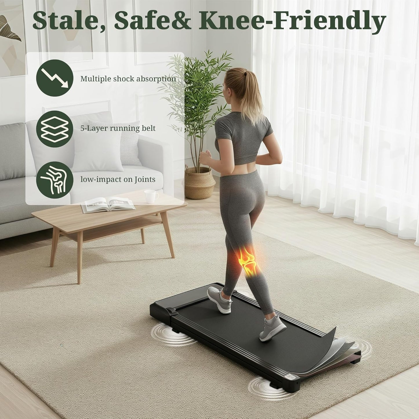 Walking Pad Treadmill, 3 in 1 Portable Under Desk Treadmills for Home Small Space, Quiet Compact Folding Treadmill with Remote Control, 320 LBS Capacity, Jet Black