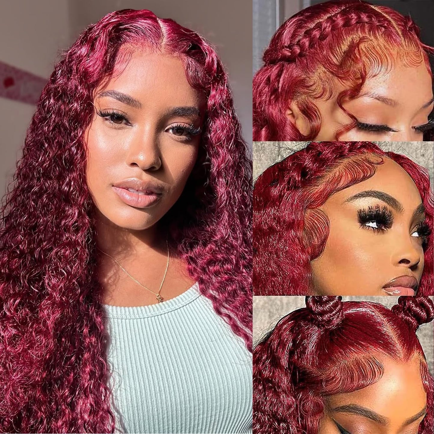 Simeider 20 Inch 99J Burgundy Lace Front Wigs Human Hair 13x6 Hd Deep Wave Lace Front Wigs Human Hair Pre Plucked Red Colored Fr