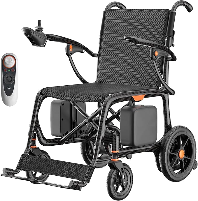28lbs Ultralight Foldable 100% Carbon Fiber Electric Wheelchairs for Adults, FreeWink Bluetooth Control 28 Miles Long Rang...