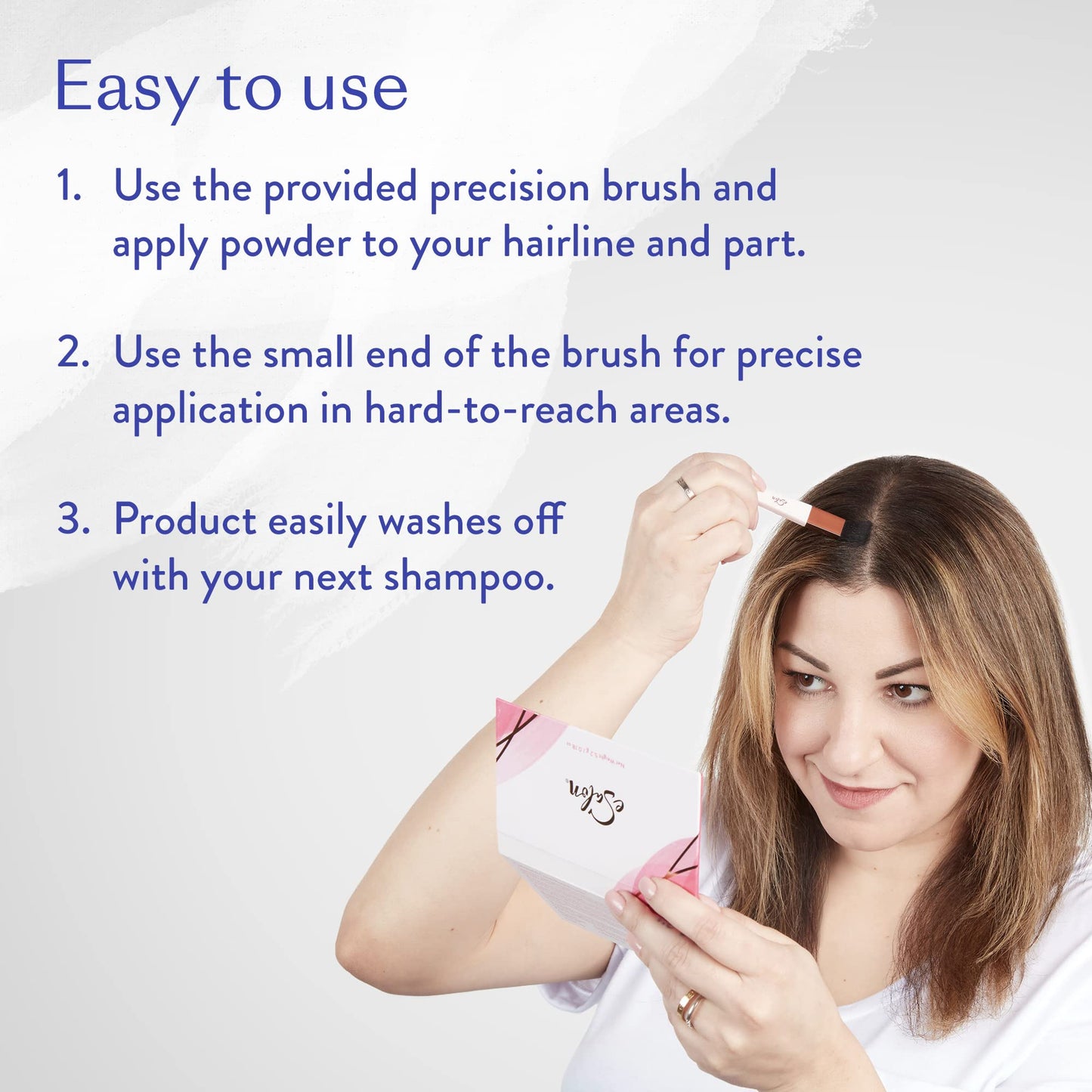 eSalon Root Touch Up + Brow Powder, Medium Brunette, 0.18 oz - Scalp Concealer for Thinning & Gray Hair