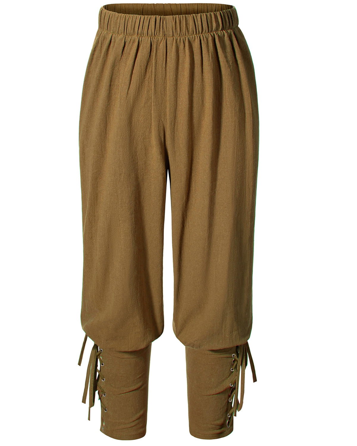Kids Renaissance Ankle Banded Pirate Pants Medieval Viking Lace Up Tapered Trousers Halloween Costume 6-8 Years Brown