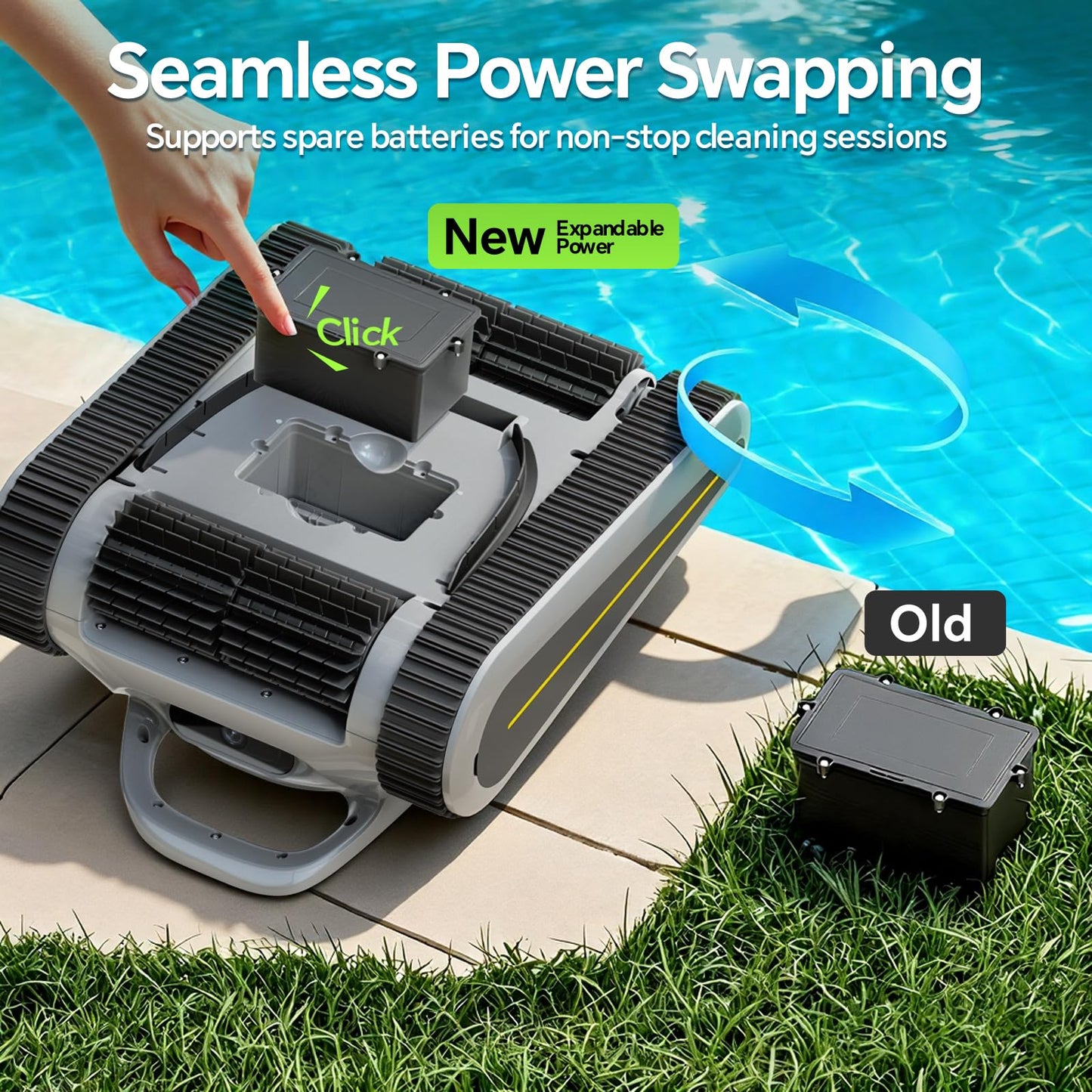 LODOBA Pool Vacuum for Inground Pools & Above Ground Pool, Cordless Robotic Pool Cleaner with 180W Brushless Motor, 3-Hour Runtime, Wall-Climbing Pool Robot Scrubber for Pools up to 2150 Sq.Ft.