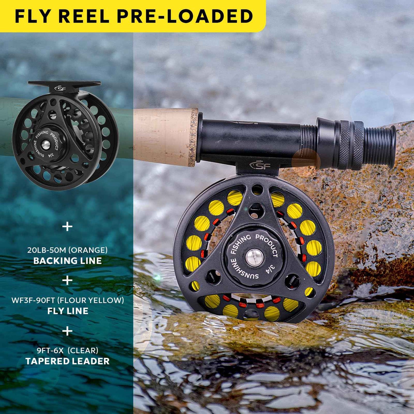SF Fly Fishing Rod Combo Starter Kit - 4 Piece 4WT 8FT Emerald Green 24T Carbon Fiber Trout Rod with Reel, Case, Fly Box, Tapered Leader, Knot Tying Tools