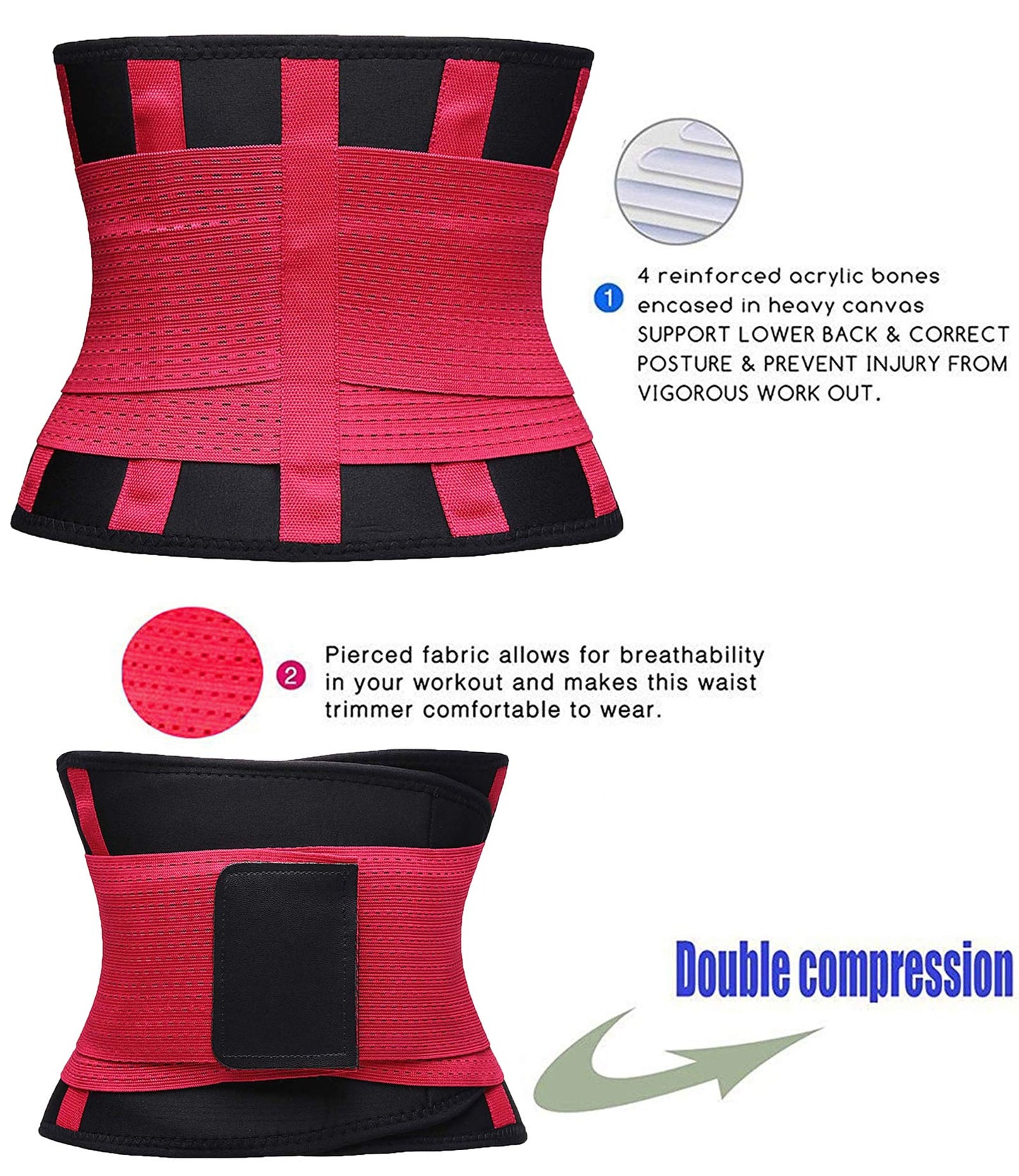 VENUZOR Waist Trainer Belt for Women - Waist Cincher Trimmer - Slimming Body Shaper Belt - Sport Girdle Belt (UP Graded)(Rose Red,XX-Large)