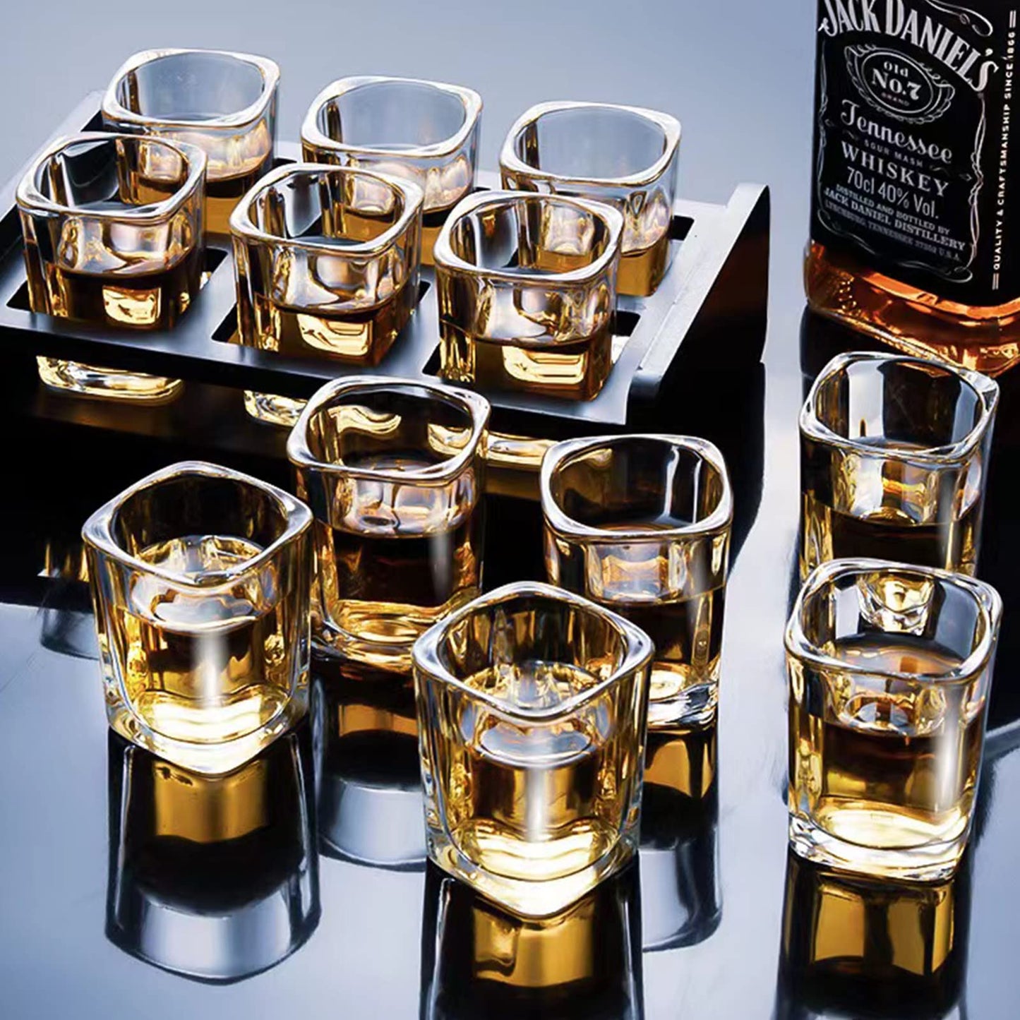 Hlukana 6 Pack Heavy Base Shot Glasses Set, 2.2 oz Clear Tequila Square Shot Glass Bulk, Espresso Shot Glass for Vodka, Whiskey, Tequila, Espressos, Spirits & Liquors