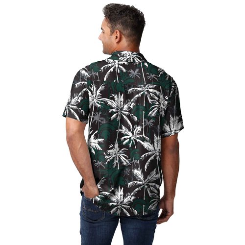 FOCO Michigan State Spartans NCAA Mens Black Floral Button Up Shirt - Medium
