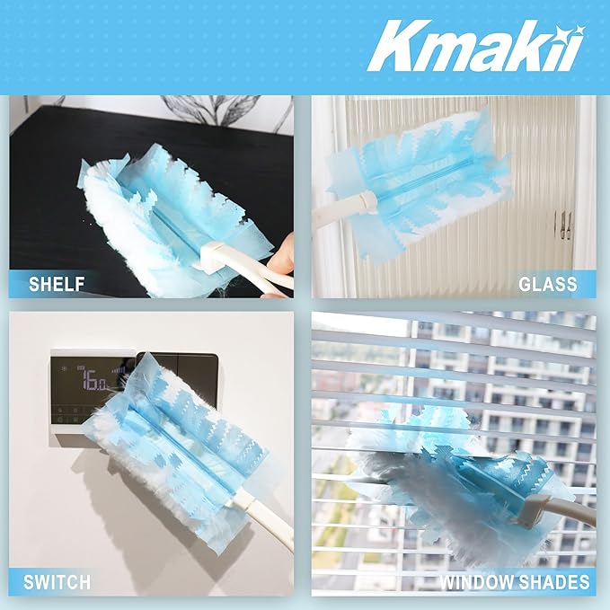 KMAKII Duster Refills Heavy Duty Dusting Heads for Universal Duster Handles Home Cleaning Blue 20 Pack