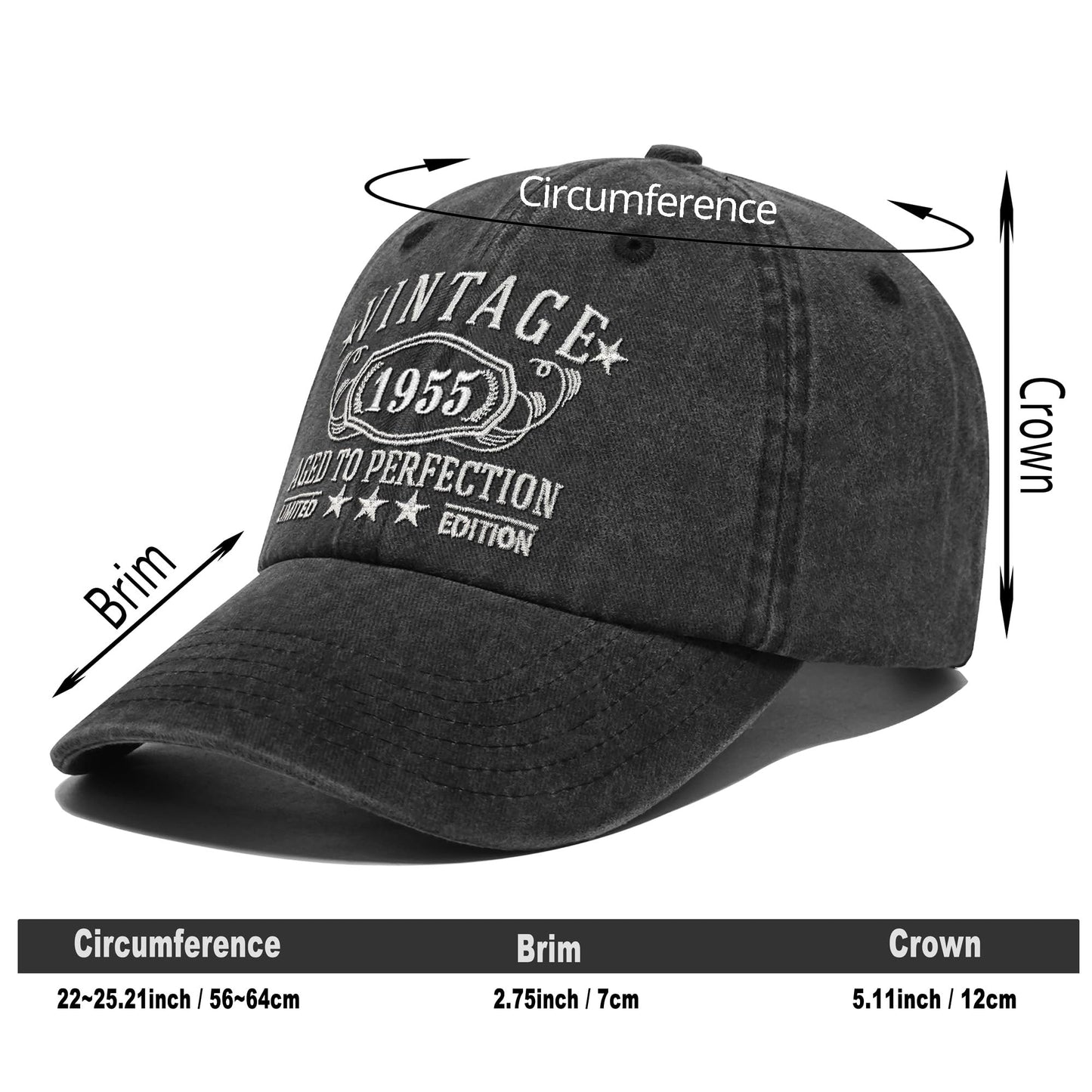 70th Birthday Gifts for Men Grandpa,1955 for 70 Year Old Vintage Baseball Hat, Turing 70th Parents