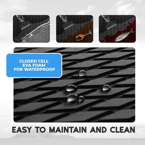 FOCEAN Boat Flooring - EVA Foam Boat Decking - Surfboard Traction Pads Self-Adhesive Sheet for Skateboard Skimboard RV Yacht Kayak, 94.5''x 23.6'', Black