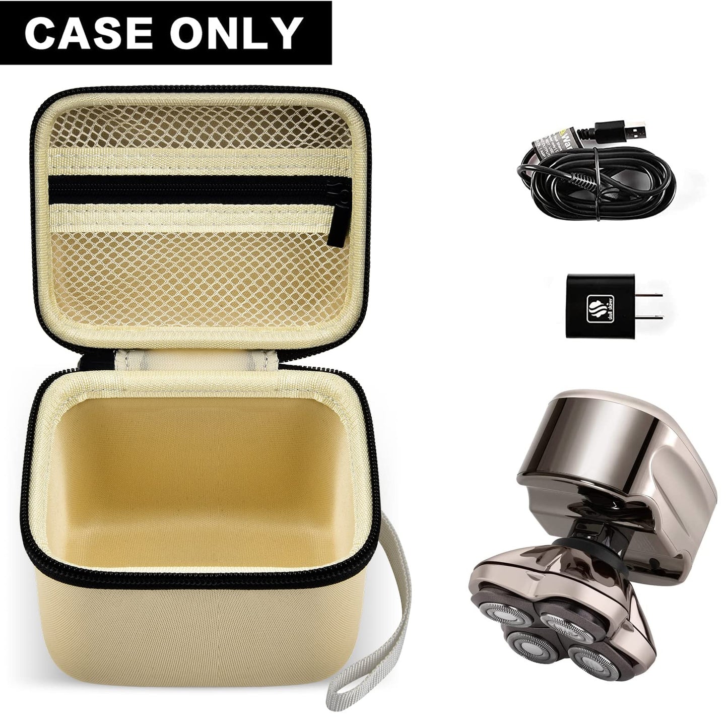 Case For Skull Shaver Electric Pitbull Pro Razor, Hard Travel Rotary Men Head Shavers Beard Trimmer Storage Carrying Box With Zi
