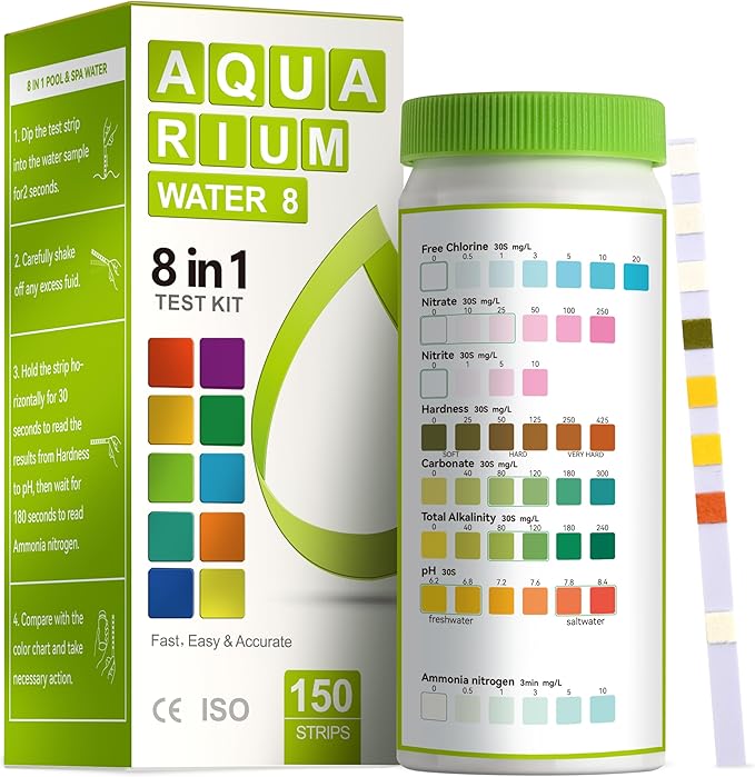 AAwipes 8-in-1 Aquarium Test Kit (150 Strips) for Freshwater & Saltwater - Quick & Accurate Water Testing for Aquariums & ...