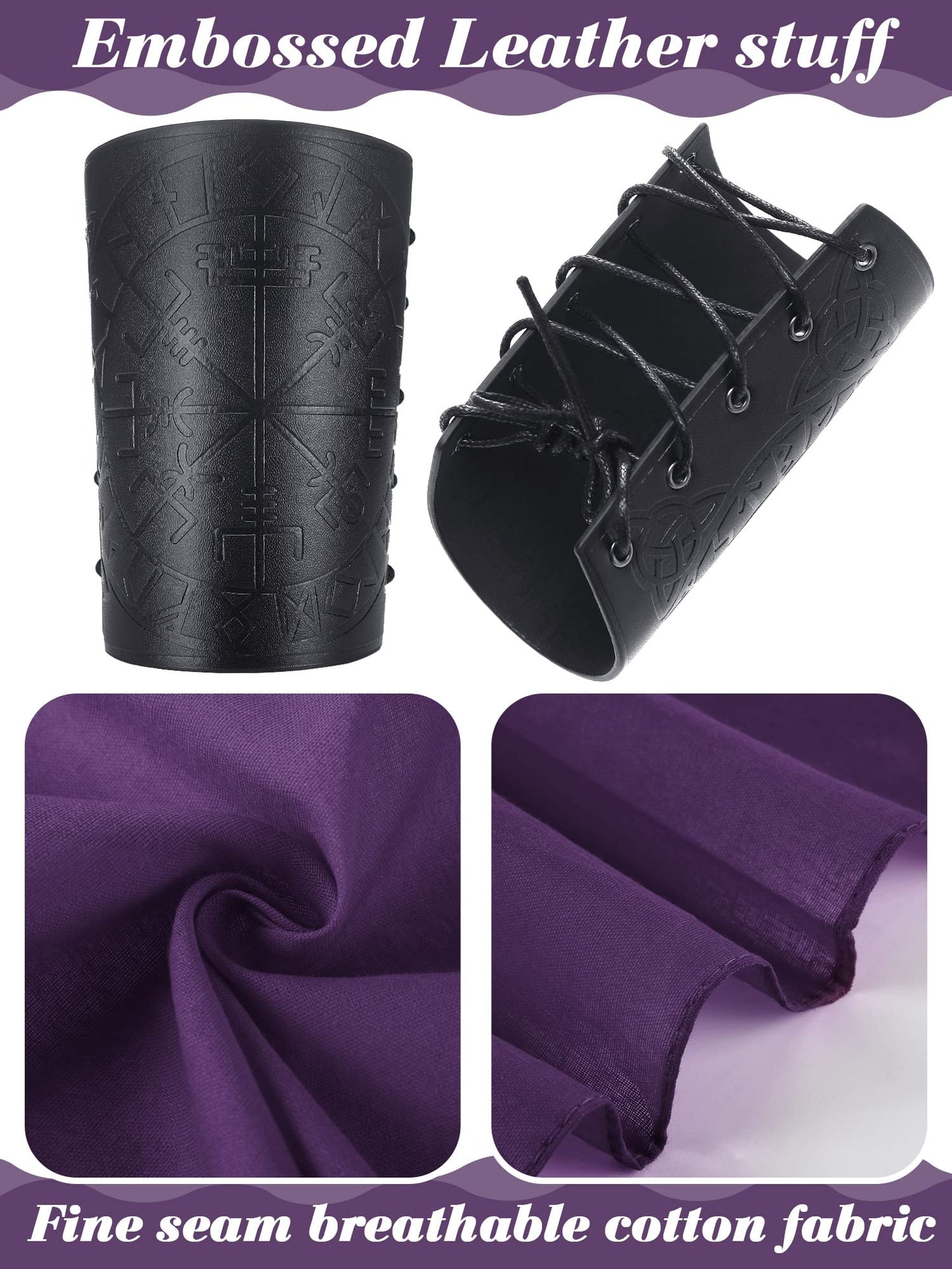 Bencailor 4 Pcs Pirate Costume Men Women Pirate Bandana Sash Belt Hat Accessories Cosplay Masquerade(Medium,Black, Dark Purple)