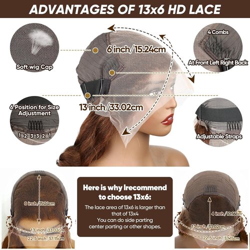 Kesenmu Chocolate Brown Lace Front Wig Human Hair - 13x6 HD Body Wave Brown Lace Front Wigs Pre Plucked with Baby Hair, 180% Density Glueless Colored Brown Frontal Wigs 22 inch