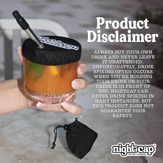 Nightcap Keychain - The Reusable Drink Spiking Prevention Accessory - Conveniently Attach the Key Ring Key Chain Pouch to Your Keys, Handbags, or Purse for Quick Access 2pk