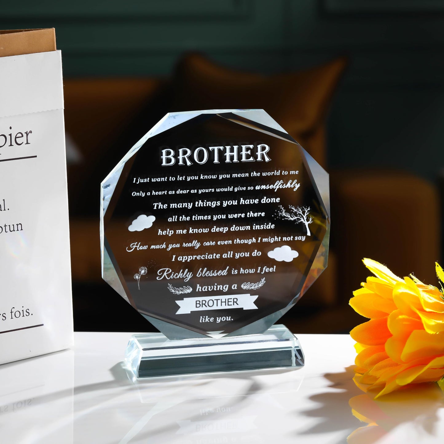 Gifts for Brother Crystal Brother Gifts From Sister Birthday Gifts for Brother Crystal Keepsake for Birthday Father's Day, Valentine’s Day, and Christmas.