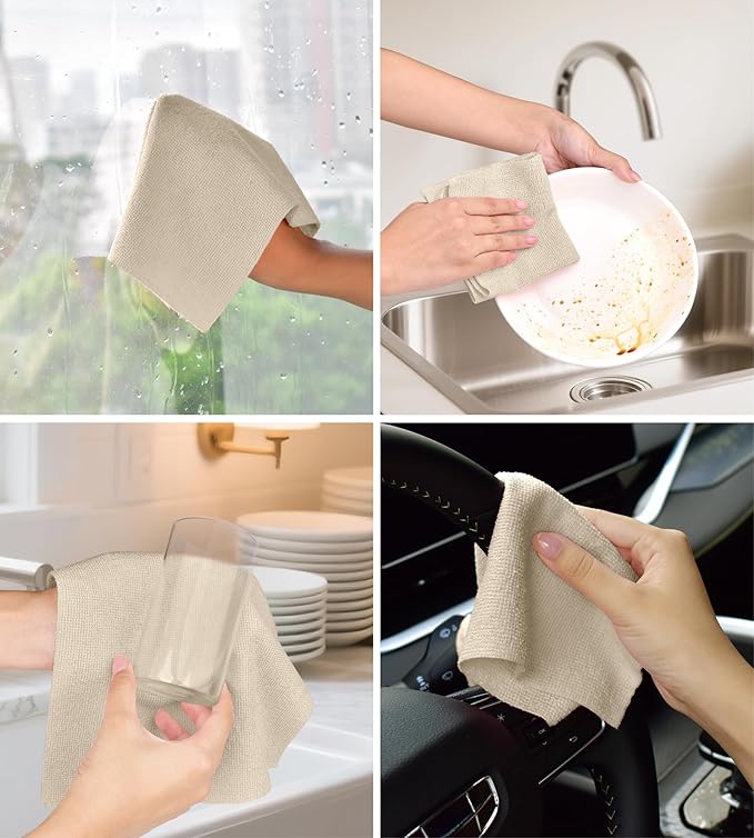 Microfiber Cleaning Cloth Roll–100 Pack, Tear Away Microfiber Towels, Reusable, Washable, Scratch-Free, Kitchen Towels for Car, Home, Kitchen, Glass, Dishes(Desert Gold)