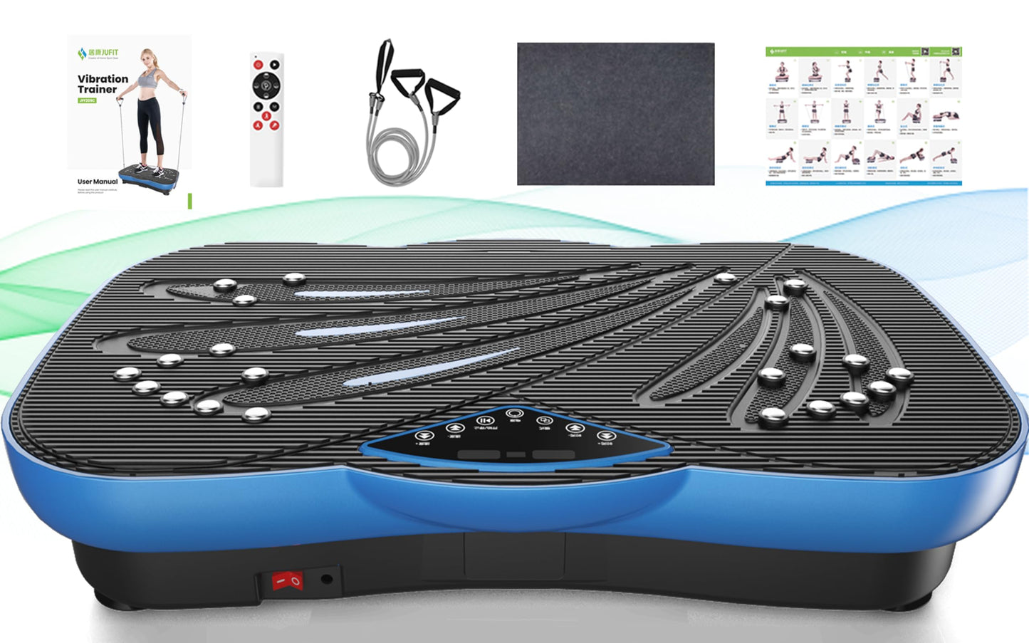 JUFIT Vibration Plate Exercise Machine Fitness Equipment with Anti-Slip Mat Whole Body Fitness Vibration Platform for Toning and Weight Loss, Max User Weight 330lbs Home Gym Weight Loss